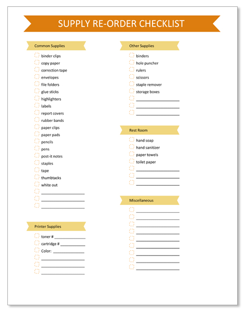 office supply checklist