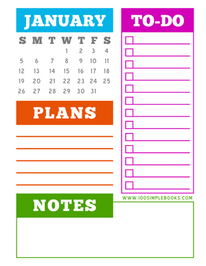 free printable planner for january 2014